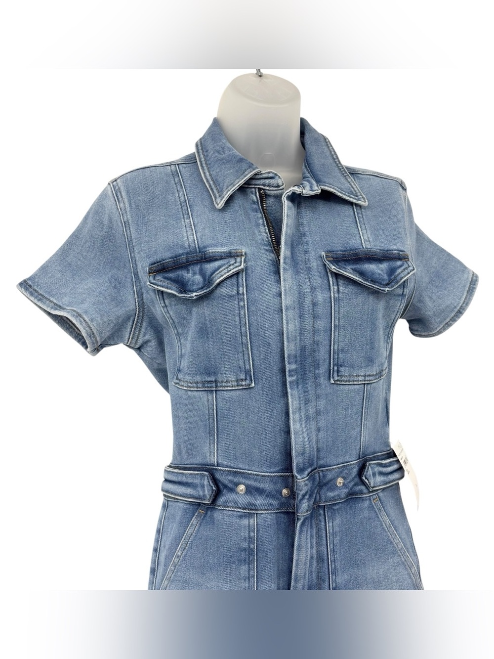 Good American Fit For Success Denim Jumpsuit NWT Medium Utility Chic Blue - Picture 9 of 14